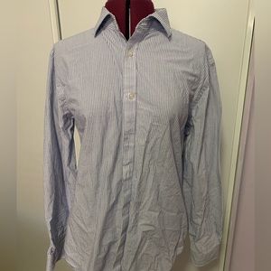 EUC Michael Kors slim fit blue and white striped long sleeve dress shirt. Size L